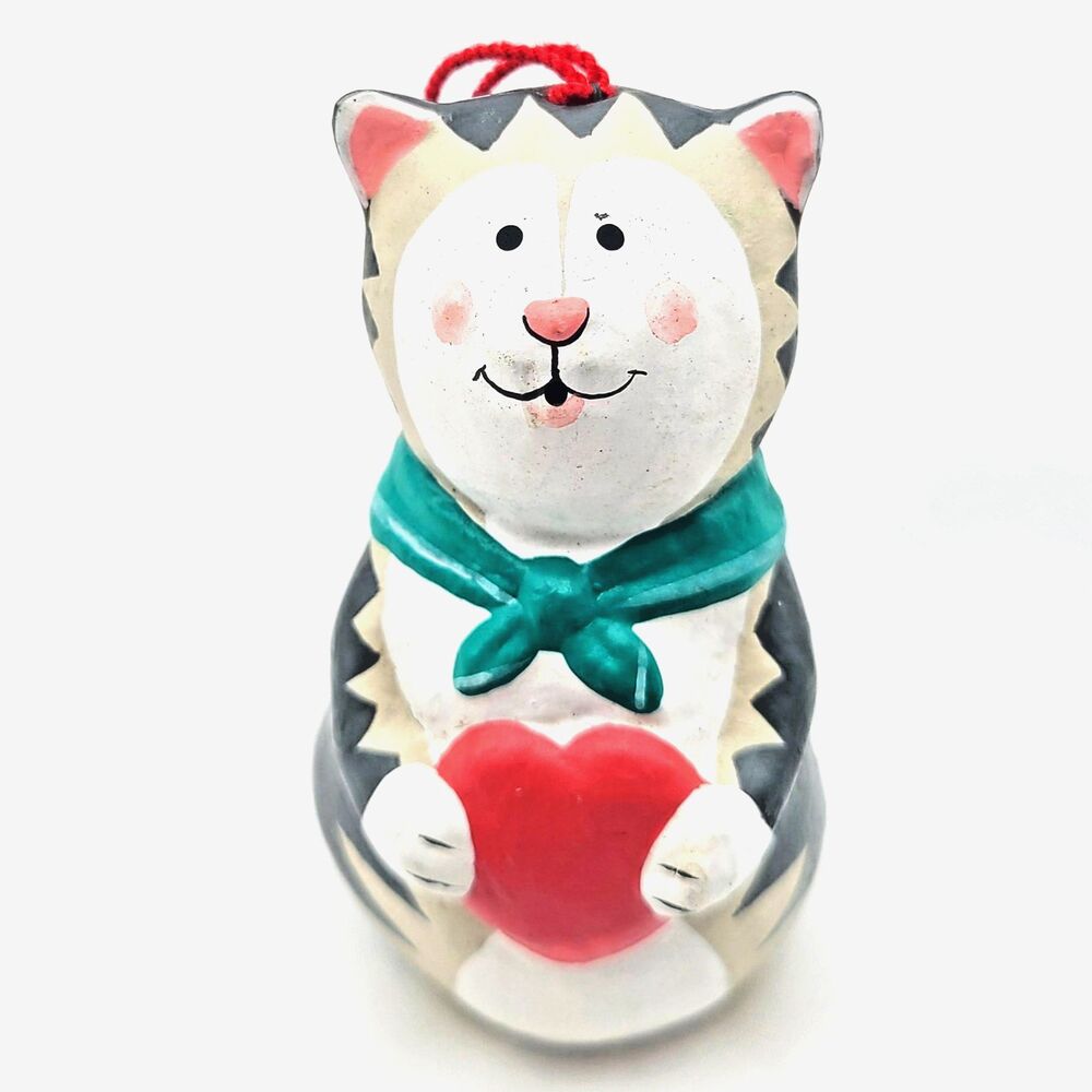 Lot of 2 Cat Christmas Ornaments – Santa Sack Kitty & Heart Kitty Tree Décor - Picture 4 of 8